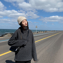 Ayi windproof small expert high-neck hooded sweater female Korean version of Joker autumn and winter slimming inside casual sweater