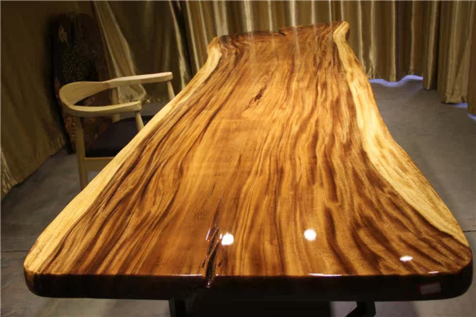 南美花梨木自然边烘干料实木原木大板桌茶几茶桌 282*91.5*6.