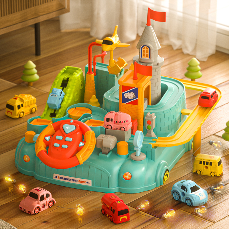 Children's car trespass big adventure male girl 3-6-year-old track sliding car park Puzzle Baby Traffic Toys-Taobao