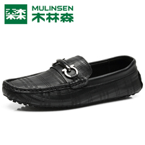 Mullinson mens shoes Bean shoes leather mens business casual shoes soft sole pedal lazy people driving young leather shoes