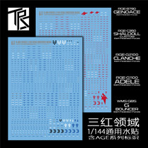 Three red field RG HG 1:144 AGE series warning signs (general warning system) special water stickers