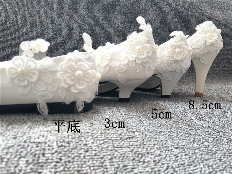 gucci鞋碼對照表8g 新款珍珠蕾絲結婚鞋手工新娘伴娘鞋公主高跟防水臺矮跟拍照表演鞋 gucci鞋