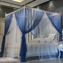 Net red court mosquito net Princess flat double layer 1 5 meters 1 8m bed home encryption thick three-door floor mosquito net