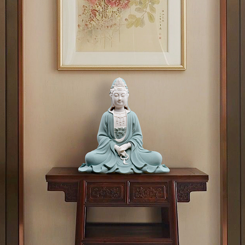 Oriental clay ceramic at home furnishing articles dehua white porcelain avalokitesvara figure of Buddha its/meditation guanyin