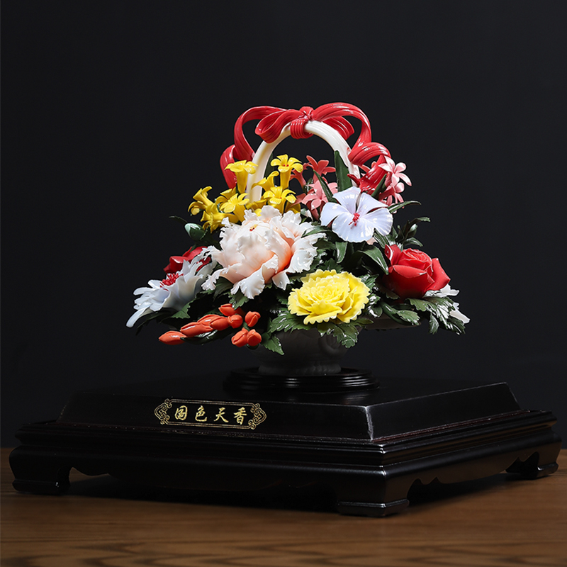 Oriental clay ceramic flower basket furnishing articles with acrylic cover sitting room adornment/amusement D51-38 a