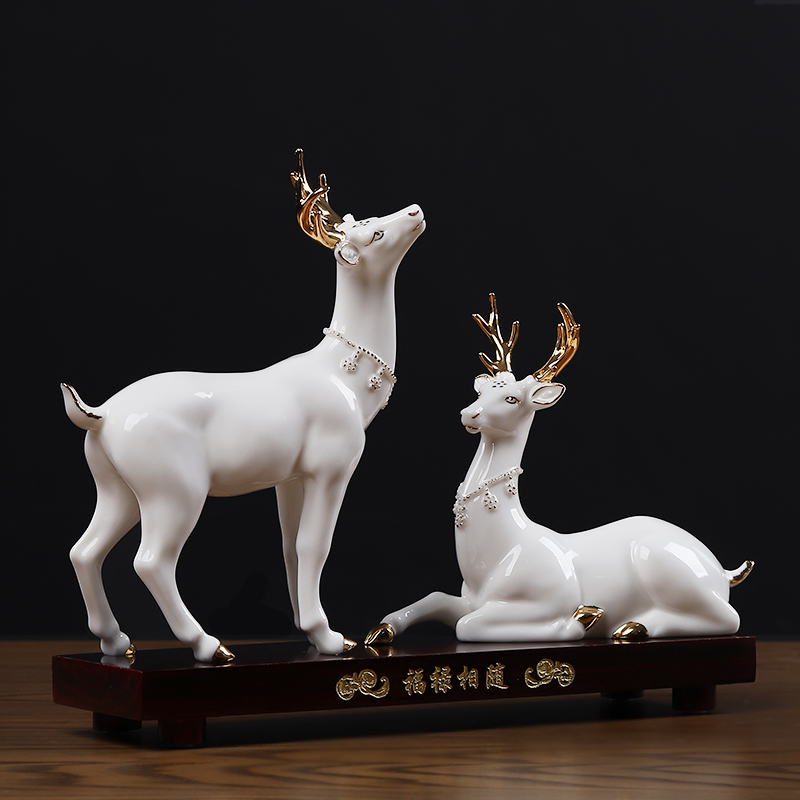 East mud dehua white porcelain its fuels the deer place to live in the living room TV cabinet decoration/blessing