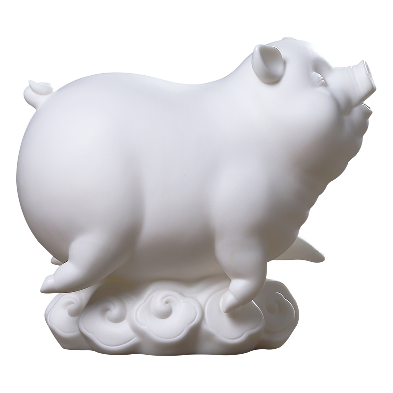 East mud dehua white porcelain pig desktop decoration handicraft furnishing articles furnishing articles office/flying"