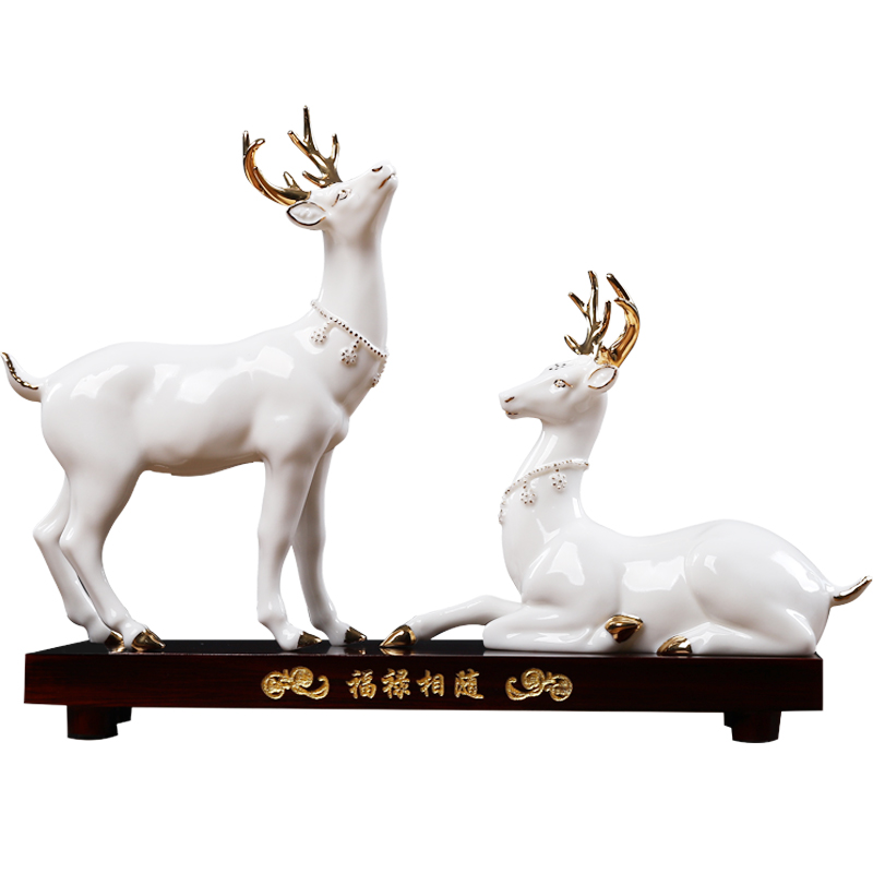 East mud dehua white porcelain its fuels the deer place to live in the living room TV cabinet decoration/blessing