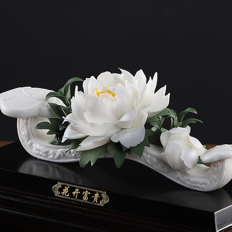 Oriental clay ceramic peony ruyi furnishing articles housewarming gifts gifts home decoration process/blooming flowers