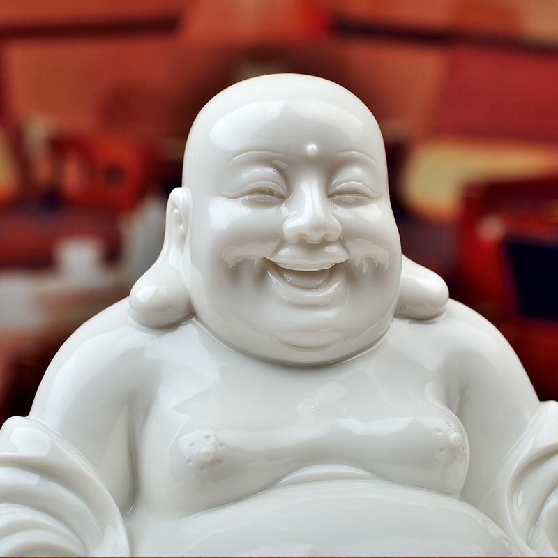 Oriental soil dehua white porcelain arts and crafts maitreya furnishing articles desktop laughing Buddha sitting room adornment blessed/passed on