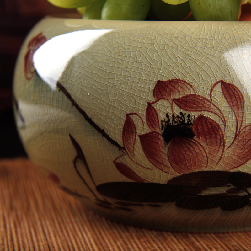 East the earth up with ceramic hand - made multi - function compote refers to flower pot furnishing articles writing brush washer/lotus sitting room decoration