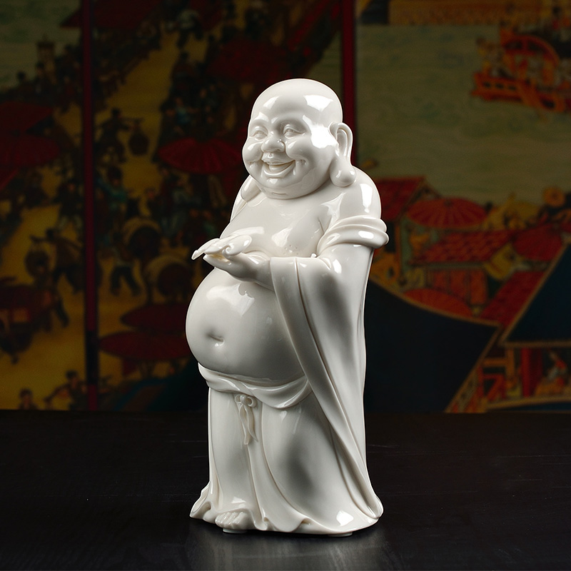 The east mud laughing Buddha furnishing articles dehua white porcelain arts and crafts office desktop accessories/ruyi maitreya sitting room