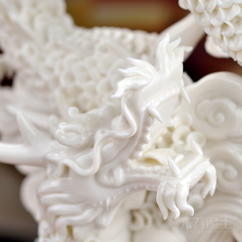 Oriental clay ceramic dragon furnishing articles dehua white porcelain its technology office business gifts/longteng everywhere