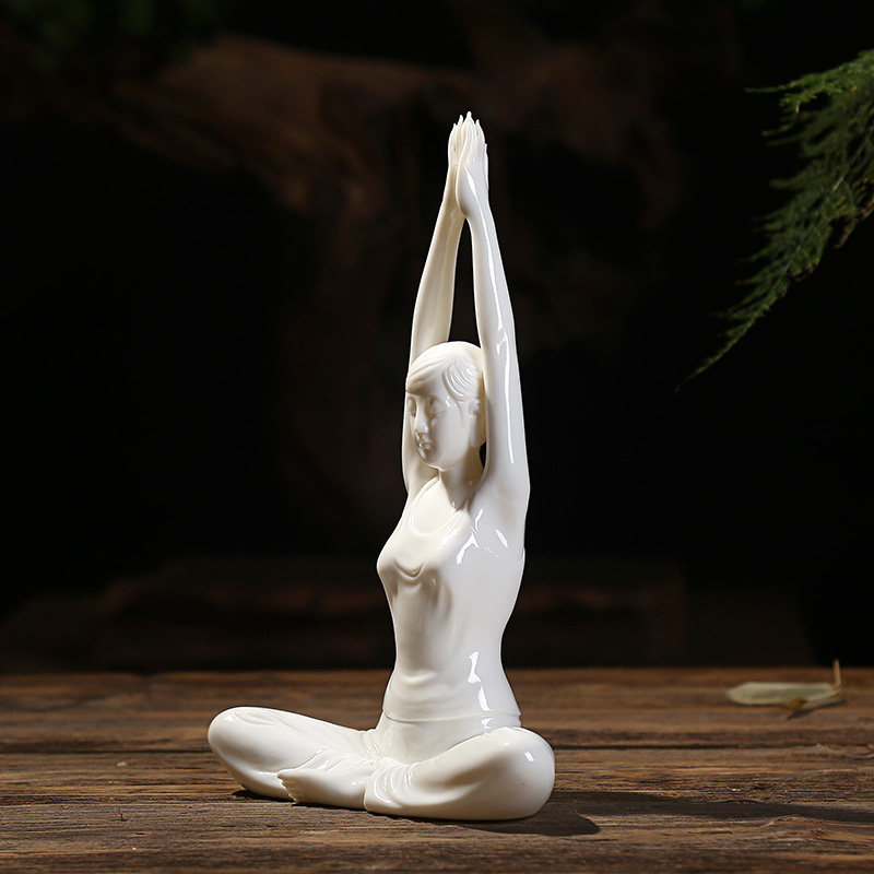 Oriental furnishing articles dehua white porcelain clay ceramic yoga zen style wine sitting room decoration