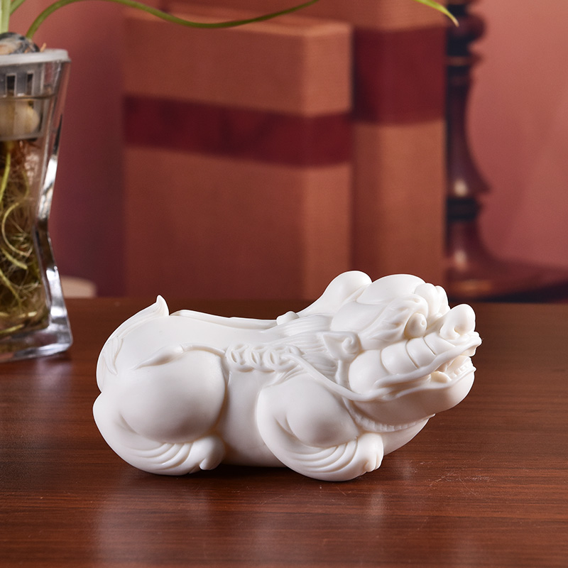 Oriental clay ceramic the mythical wild animal furnishing articles dehua white porcelain its art office decoration