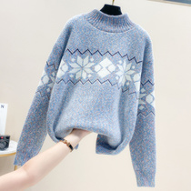 Hangzhou Han - tied sweater woman loose 2021 - winter new Han edition lazy wind wear long sleeved knitted shirt