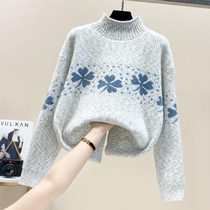 A loose half - tall lazy wind sweater and wear knitting shirt 2021 tide student coat
