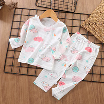 2021 Childrens Cotton Pajamas Summer Breathable Set Long Sleeve Thin Home Clothes Air Conditioning Women and Mens Clothing