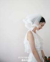 Hipster double short short style Korean Bride wedding lace veil tour Photo Veil