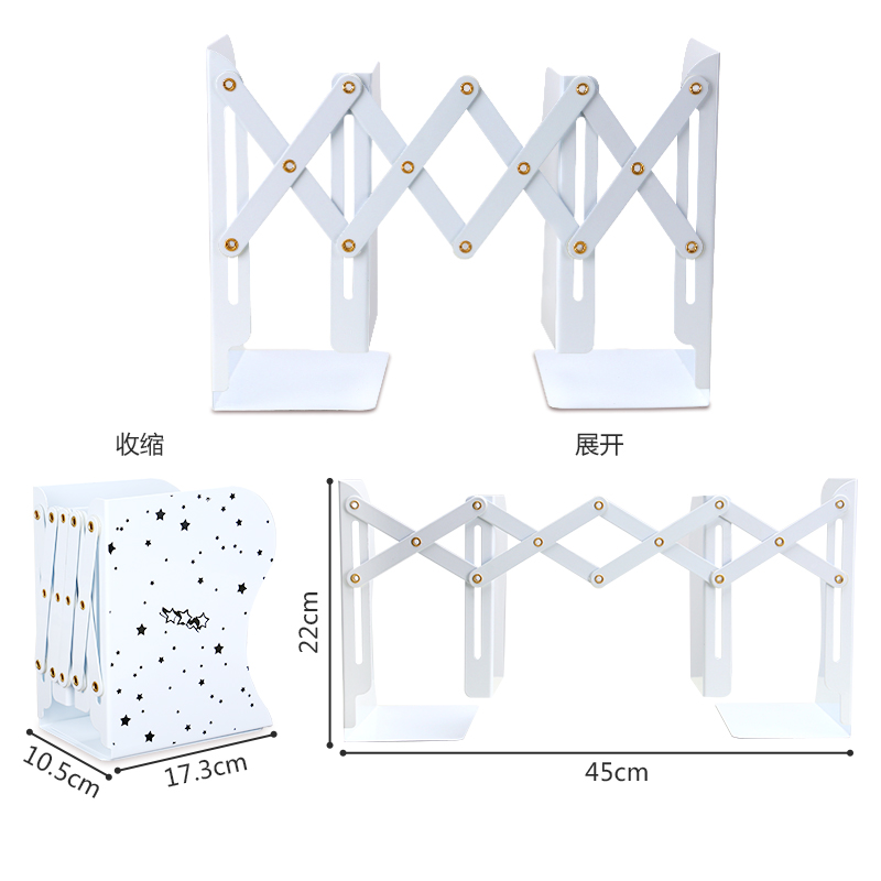 猫太子大号伸缩书立架 可折叠三栏学生创意卡通书夹书靠书立书挡产品展示图5