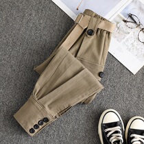 Girls pants autumn clothes 2021 new foreign style Korean casual trousers Black Spring and Autumn Sports childrens overalls women