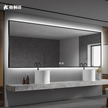 Bathroom mirror Light luxury makeup mirror Wall-mounted square European and American mirror with frame Intelligent bathroom mirror Human body induction