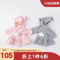 Carabel bear baby coat cute super cute girl autumn and winter clothes Princess out 0-1 year old child fashion