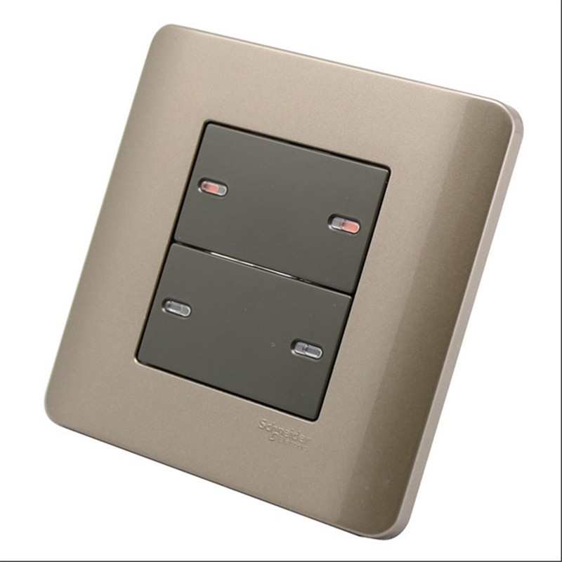 施耐德开关面板 轻点系列开关插座 纯平格调棕 四开 四联单控开关
