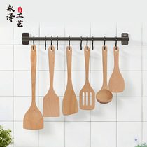 Paint-free beech spatula Stir-fry rice spoon Household kitchenware spatula Wood special high temperature resistant oblique flat non-silicone