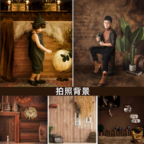 Photo studio shooting background cloth newborn photo photography selfie graffiti dilapidated retro dark wooden wall background paper