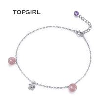 (2 pieces 8 discount) 925 pure silver fine crystal foot chain female brief Han version strawberry crystal ankle chain son ornament accessories