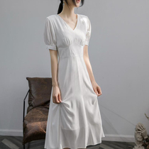 claudie pasey2021 Summer new one-piece dress Dress Woman Cashew Slim V Collar Temperament White Fairy long dress