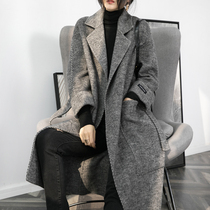 claudie pasey Hepburn wind autumn and winter double woolen coat women long loose lace-up high end coat