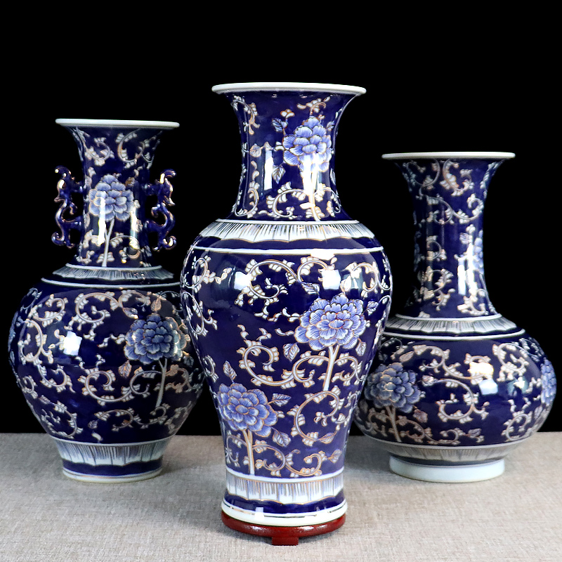 Large hand made blue and white porcelain vase archaize sitting room of jingdezhen ceramics flower arranging Chinese rich ancient frame collection furnishing articles