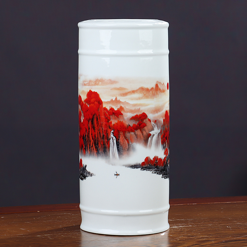Wish lucky bamboo bamboo tube bottle ceramic vase furnishing articles sitting room flower arranging, jingdezhen household decorations arts and crafts