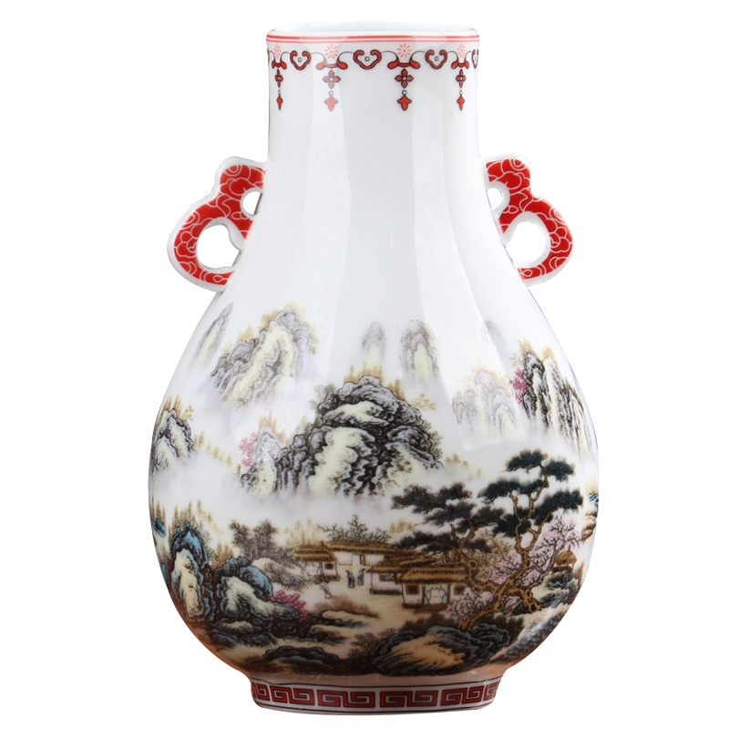 Jingdezhen ceramics vase ears imitation the qing qianlong years furnishing articles sitting room adornment antique Chinese arts and crafts