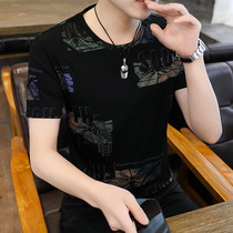 San silk short-sleeved T-shirt male tide brand high-end Korean version fashion personality prince summer thin ice silk compassionate