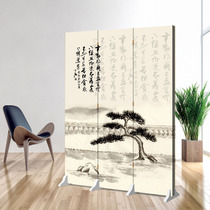 Custom Chinese folding screen partition into the door living-room cloth art folding mobile shielded hotel office Classical greeting pine