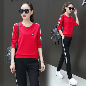 运动服套装女春秋2018新款潮韩版衣服春季女士卫衣休闲跑步两件套