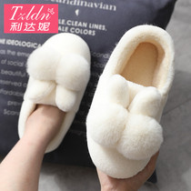 Cotton slippers female indoor bag with autumn and winter warm moon shoes home cute plush postpartum home cotton shoes women