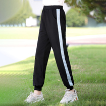 Snow poetry love sports casual pants long spring and autumn New Girl high school students elastic waist loose webbing pants
