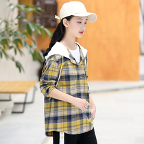 Plaid shirt cardigan cotton spring new Korean version of long sleeve coat thin autumn girl shirt junior high school students top female