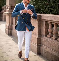 Original design four seasons new European and American mens slim-fitting small feet free hot white trousers British cropped trousers