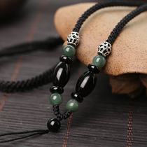 Tongyou Pavilion hanging jade rope pendant lanyard 925 silver jade hanging neck Jade brand brave men and women