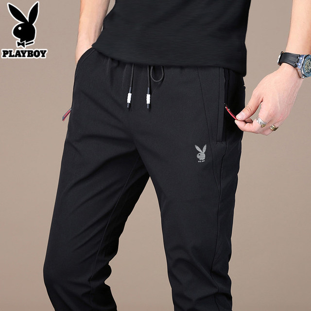 Playboy casual pants men's Korean version of the trend of spring and autumn sports wild spring slim feet long pants men's pants Playboy casual pants men's Korean version of the trend of spring and autumn sports wild spring slim feet long pants men's pants