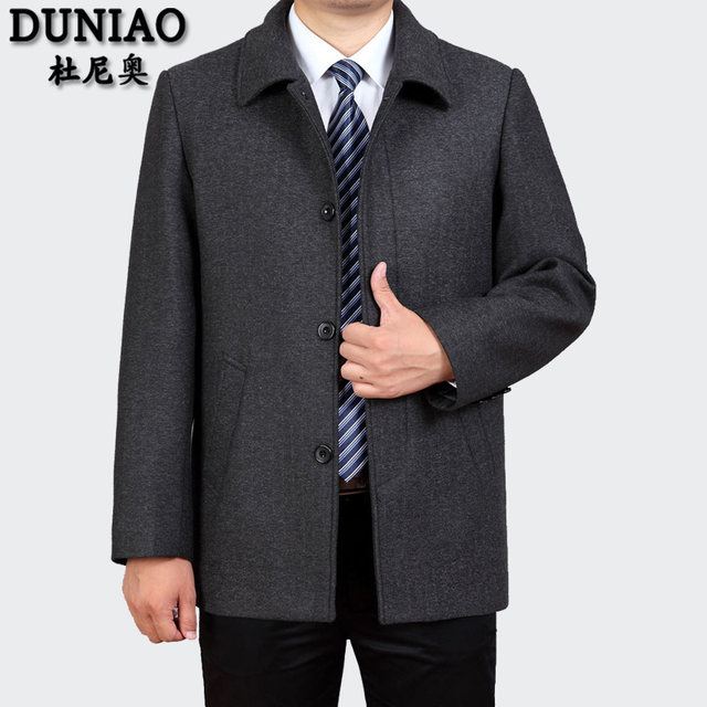 Dad, autumn jacket, middle-aged people with buckle men's middle-age 50 autumn and winter thick woolen jacket 60 years old Dad, autumn jacket, middle-aged people with buckle men's middle-age 50 autumn and winter thick woolen jacket 60 years old