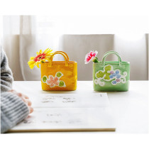 Beautiful greasy flower ware imported from Japan to hand-painted grape flowers portable bag tableware storage container Pen Holder