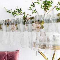 Nordic cotton and linen mosaic American garden curtain half curtain wear Rod short curtain half curtain curtain curtain