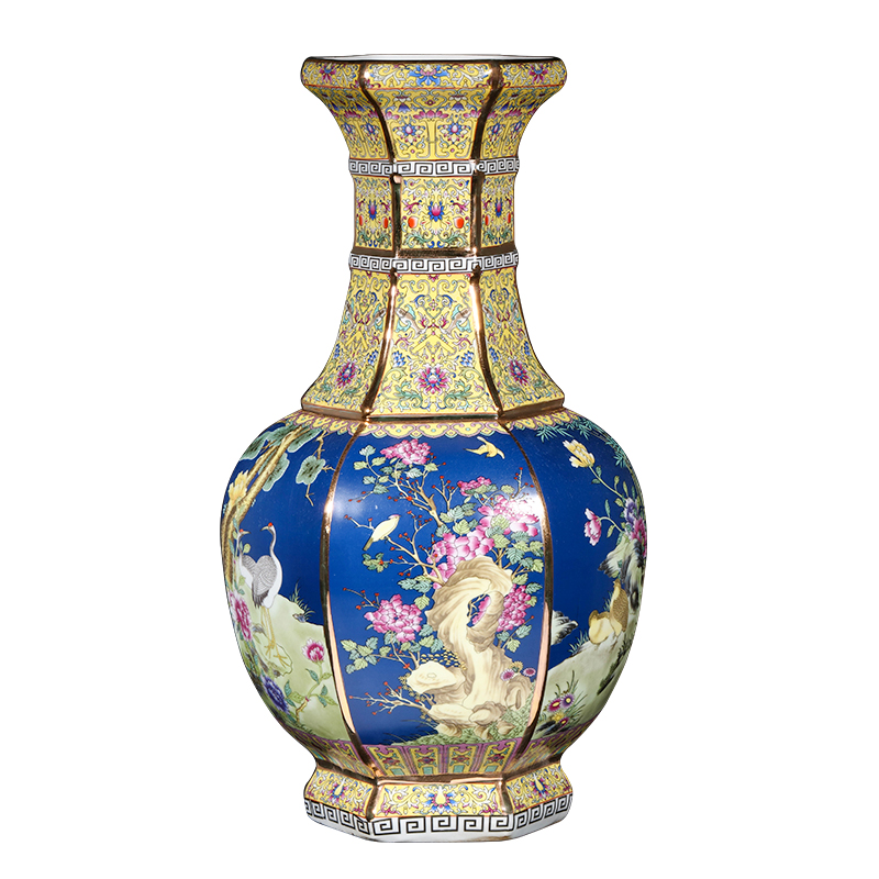 Jingdezhen ceramics imitation qianlong paint antique vases, flower arranging classic Chinese style household adornment furnishing articles sitting room