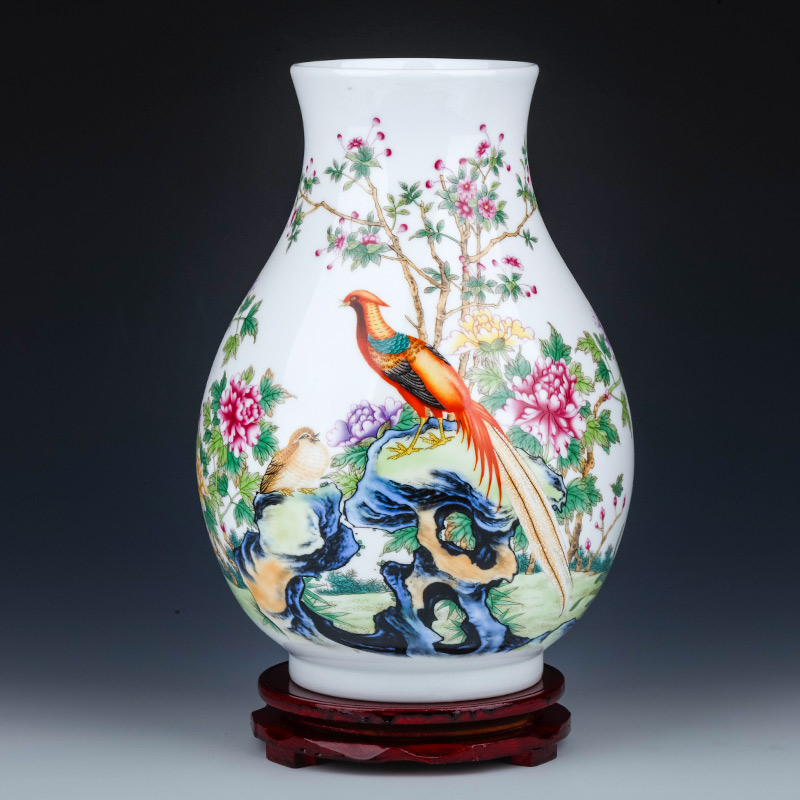 Jingdezhen ceramics powder enamel vase flower arranging wide expressions using rich ancient frame of Chinese style household, sitting room porch decoration furnishing articles